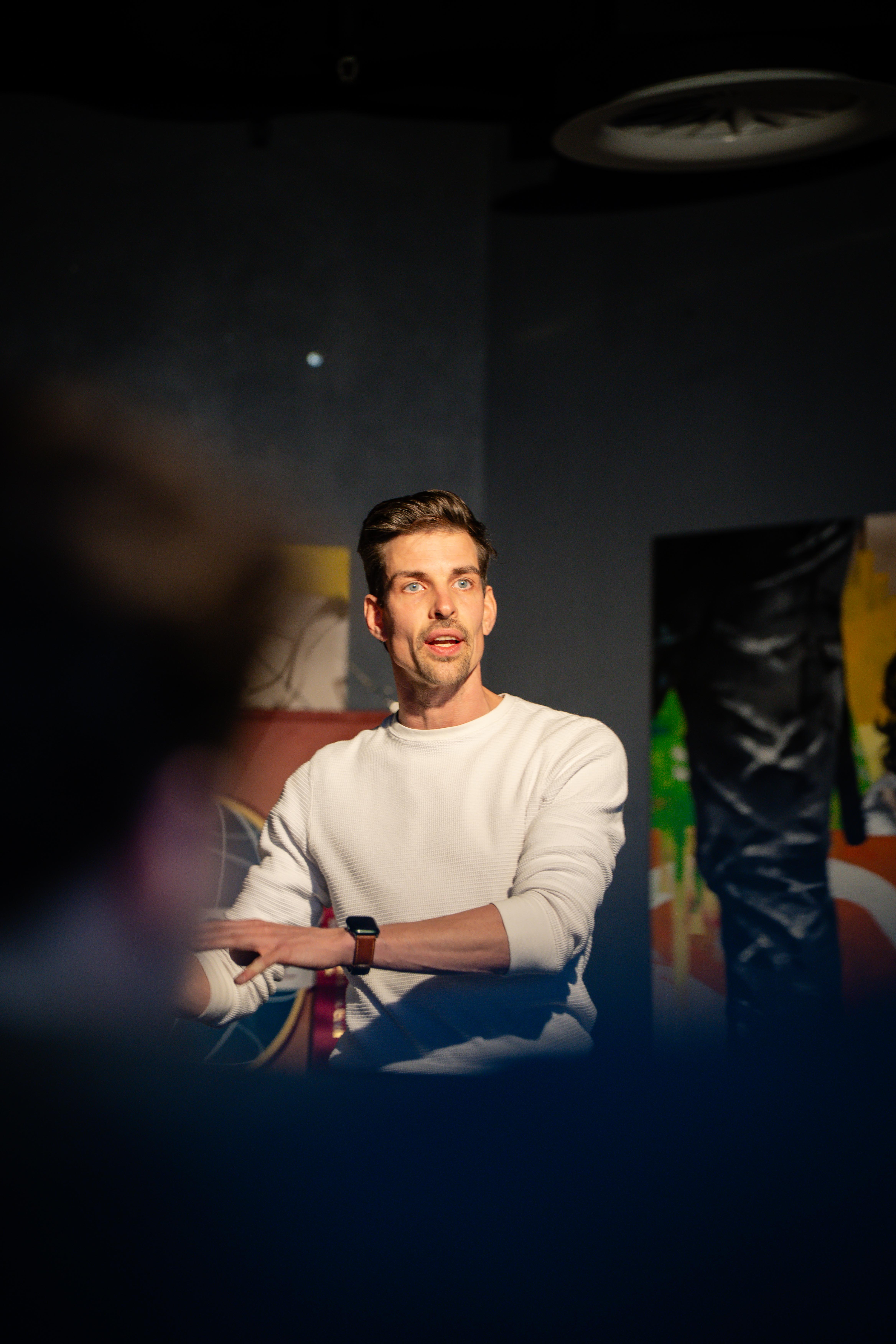 Confident person receiving applause